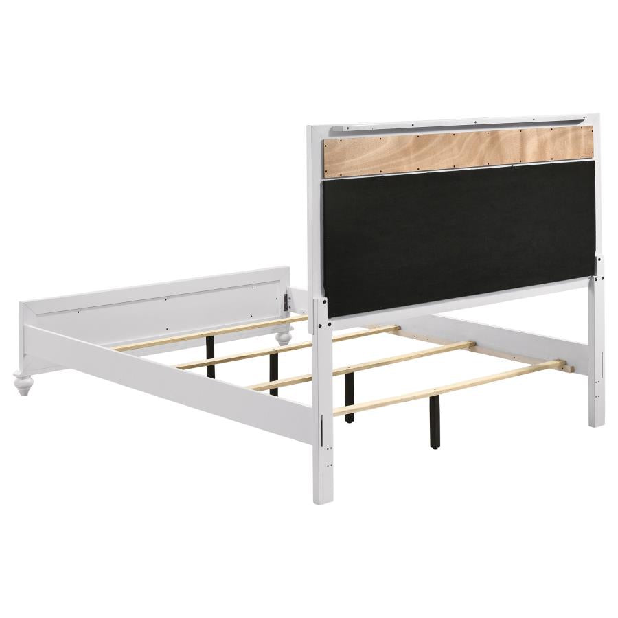 BARZINI WOOD QUEEN PANEL BED WHITE