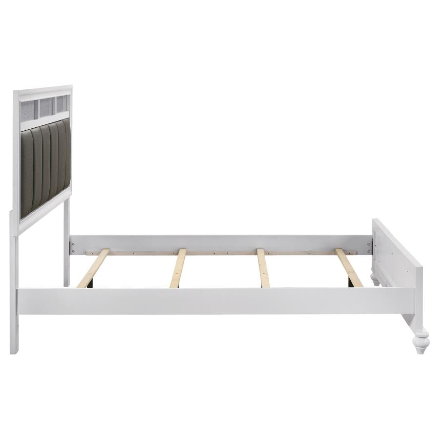 BARZINI WOOD QUEEN PANEL BED WHITE