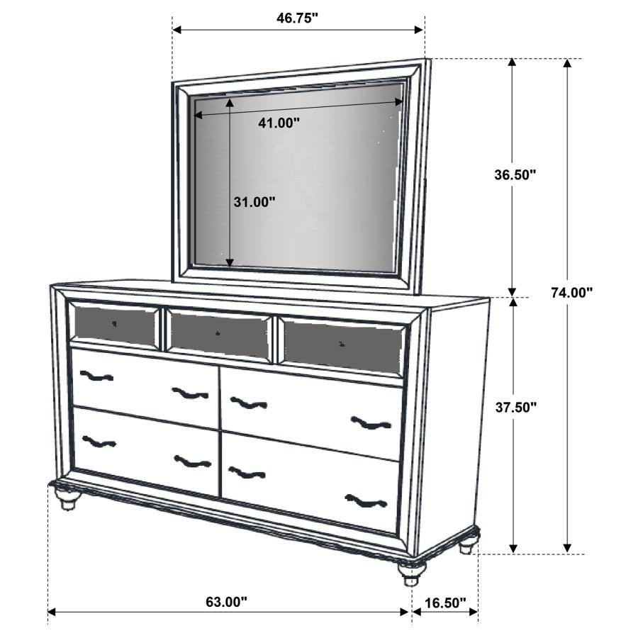 BARZINI 7-DRAWER DRESSER WITH MIRROR WHITE