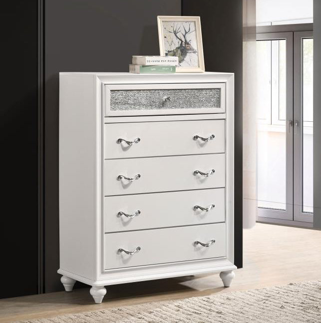 BARZINI 5-DRAWER BEDROOM CHEST WHITE