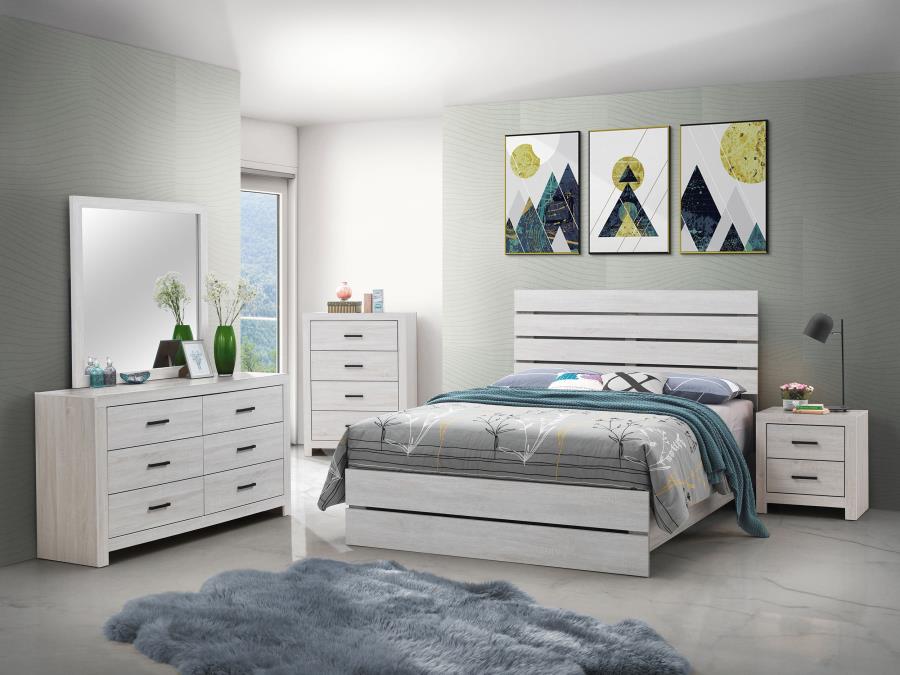 BRANTFORD WOOD QUEEN PANEL BED COASTAL WHITE