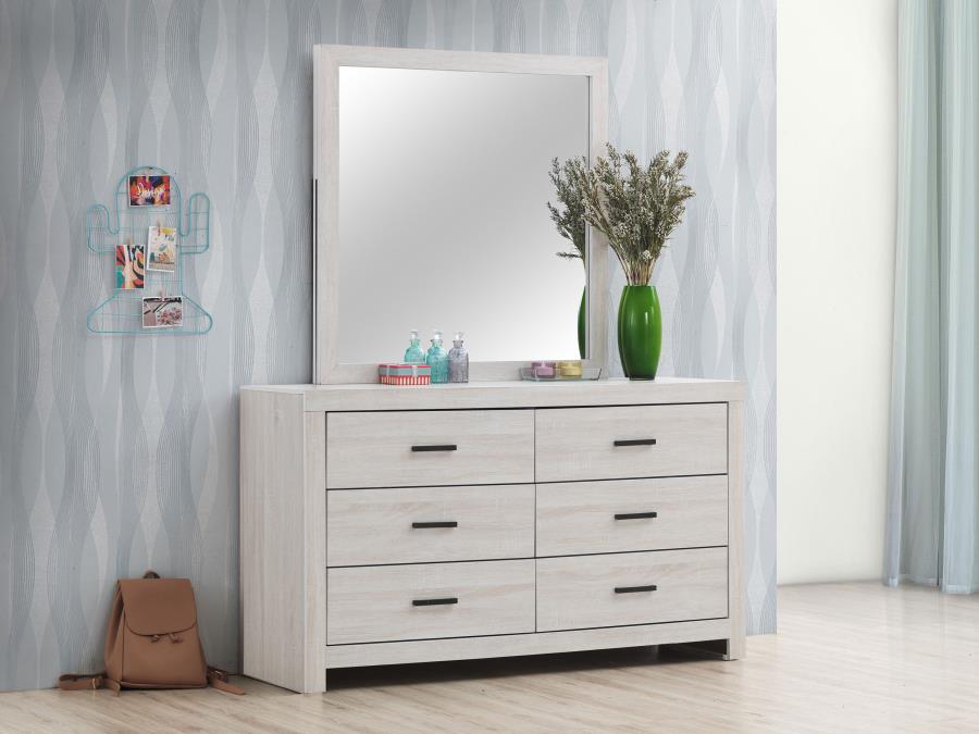 BRANTFORD 6-DRAWER DRESSER WITH MIRROR COASTAL WHITE
