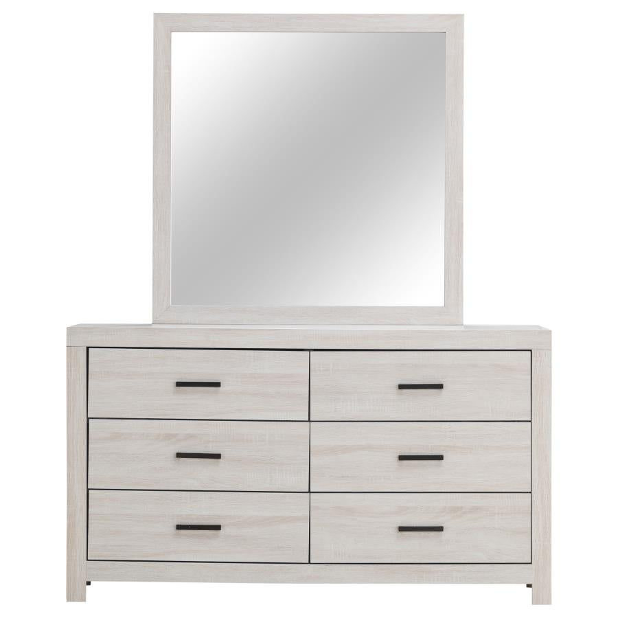 BRANTFORD 6-DRAWER DRESSER WITH MIRROR COASTAL WHITE