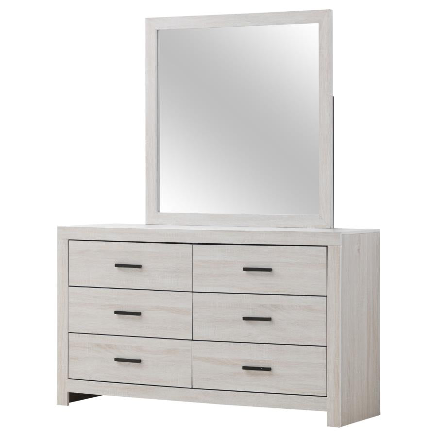 BRANTFORD 6-DRAWER DRESSER WITH MIRROR COASTAL WHITE