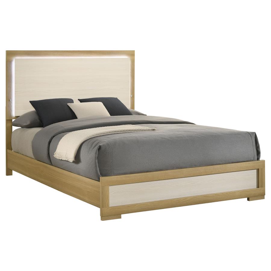 HYLAND WOOD LED PANEL BED NATURAL AND WHITE