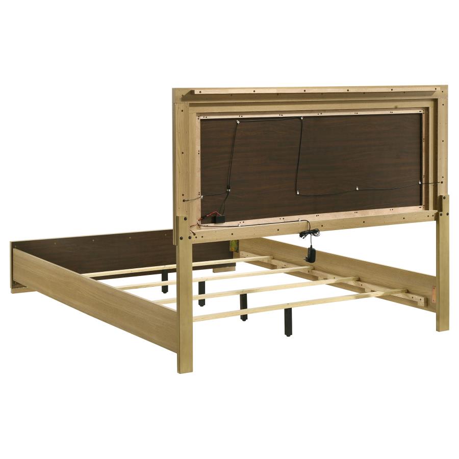 HYLAND WOOD LED PANEL BED NATURAL AND WHITE