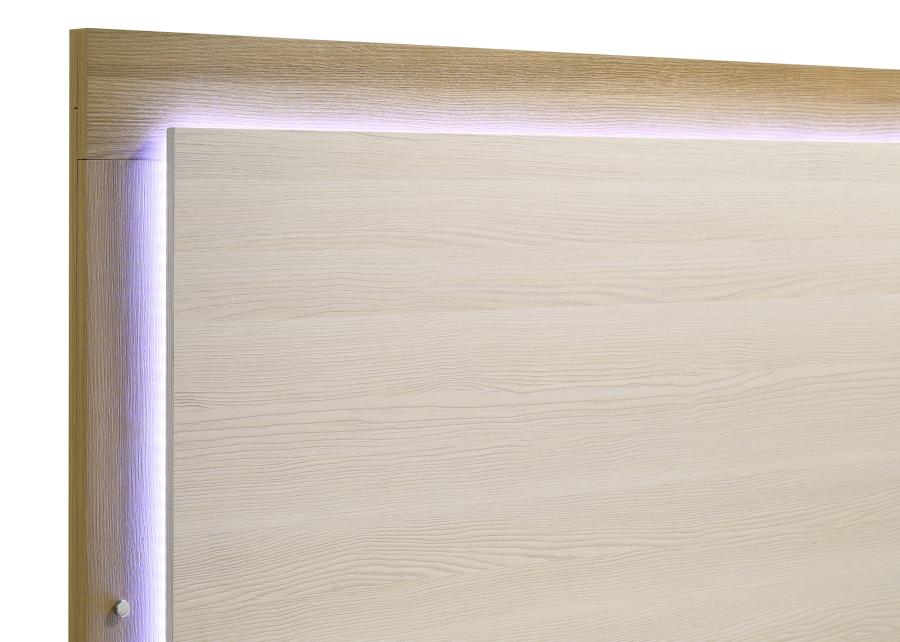 HYLAND WOOD LED PANEL BED NATURAL AND WHITE