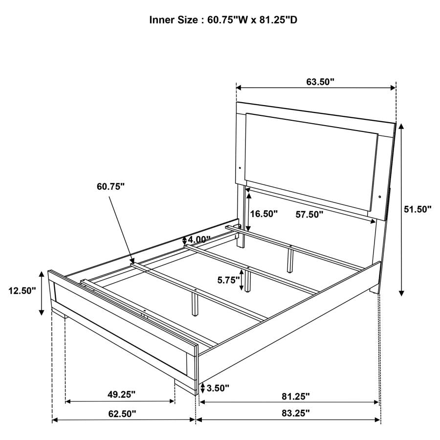 HYLAND WOOD LED PANEL BED NATURAL AND WHITE