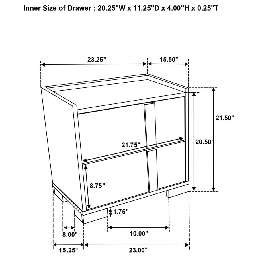 HYLAND 2-DRAWER NIGHTSTAND BEDSIDE TABLE NATURAL