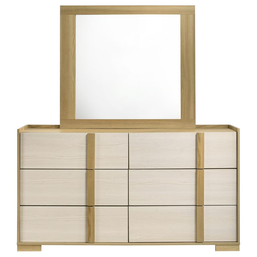HYLAND 6-DRAWER DRESSER WITH MIRROR NATURAL