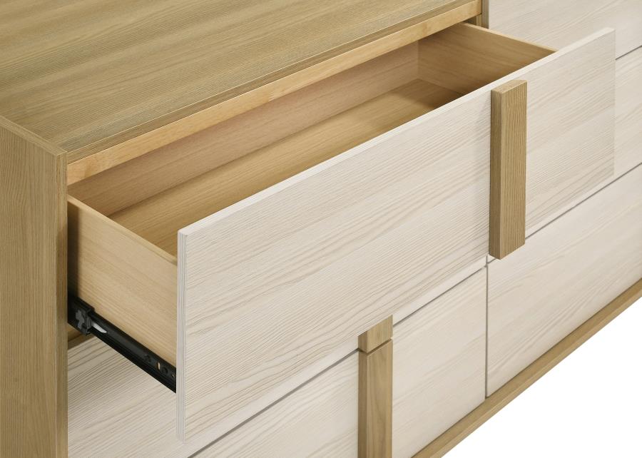 HYLAND 6-DRAWER DRESSER WITH MIRROR NATURAL