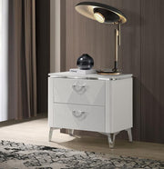 CASSIA 2-DRAWER NIGHTSTAND BEDSIDE TABLE WHITE HIGH GLOSS