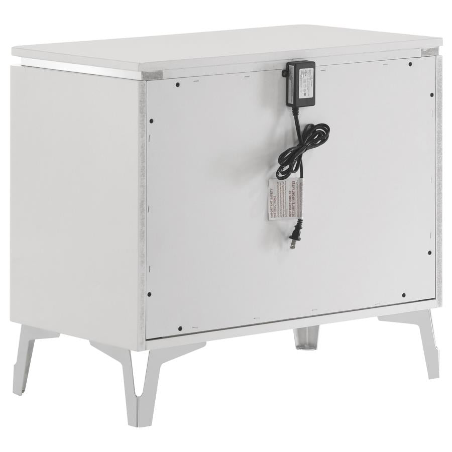 CASSIA 2-DRAWER NIGHTSTAND BEDSIDE TABLE WHITE HIGH GLOSS