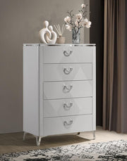 CASSIA 5-DRAWER BEDROOM CHEST OF DRAWERS WHITE HIGH GLOSS