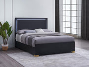 MARCELINE WOOD LED PANEL BED BLACK