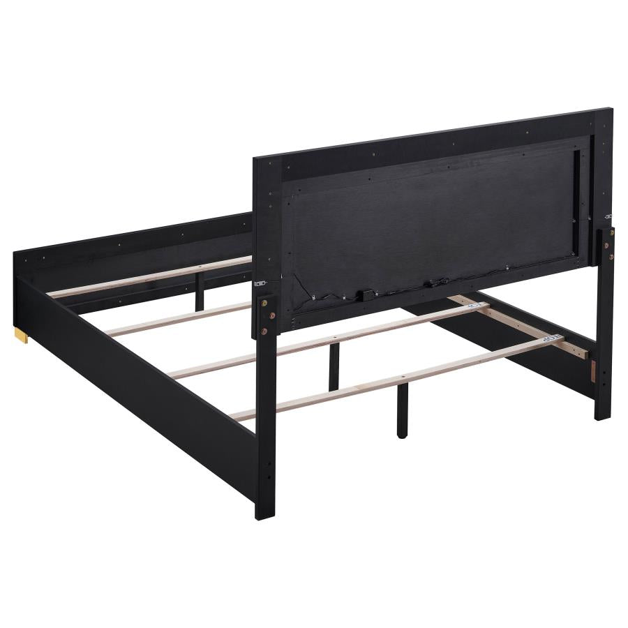 MARCELINE WOOD LED PANEL BED BLACK