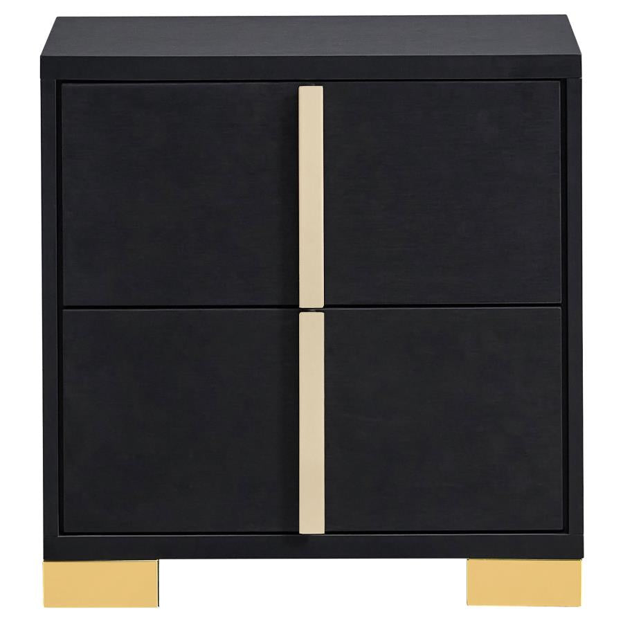 MARCELINE 2-DRAWER NIGHTSTAND BLACK