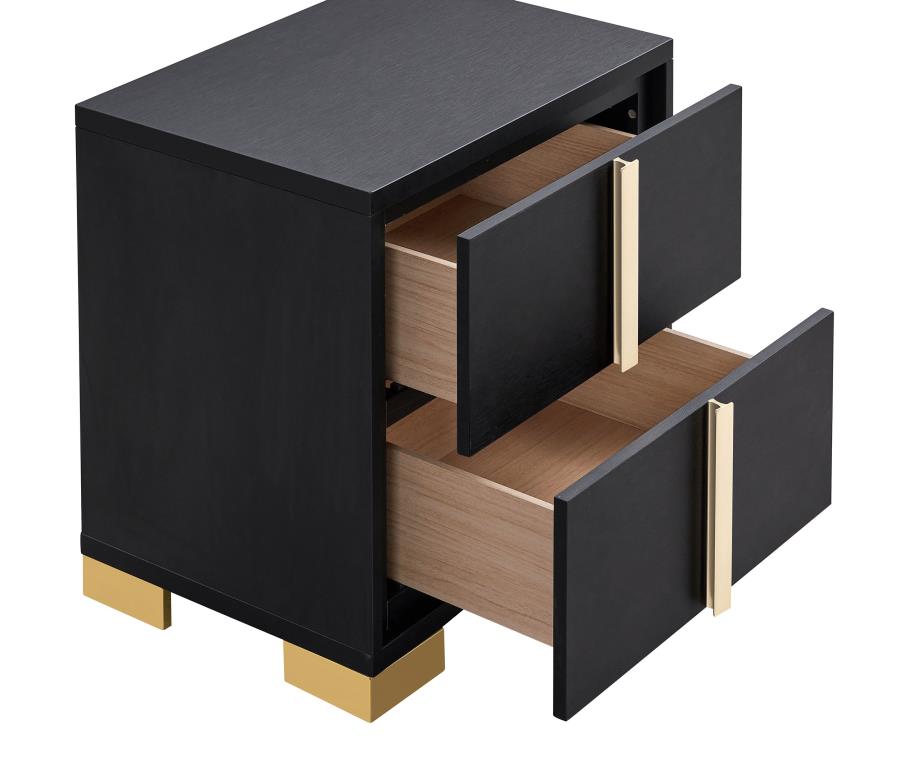 MARCELINE 2-DRAWER NIGHTSTAND BLACK