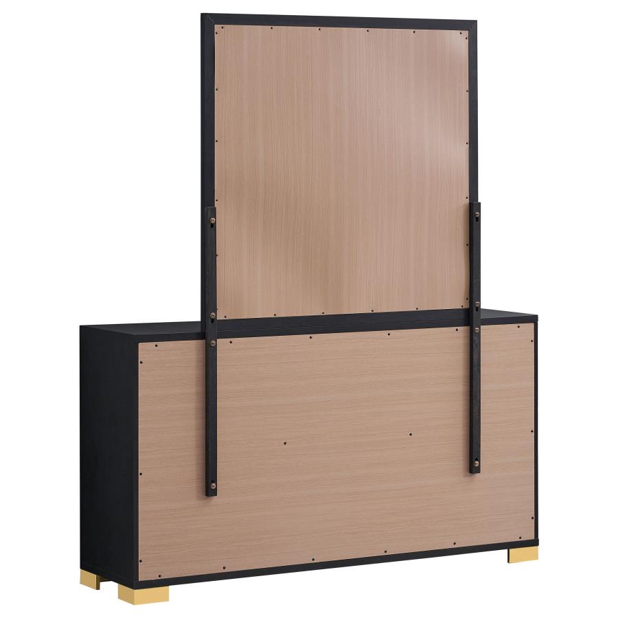 MARCELINE 6-DRAWER DRESSER WITH MIRROR BLACK