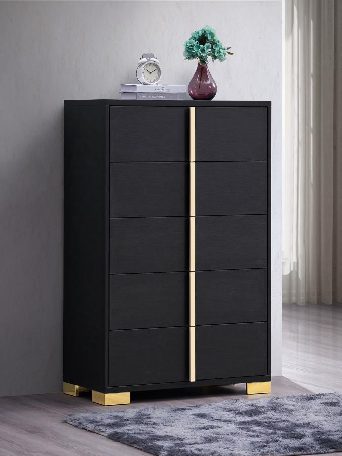 MARCELINE 5-DRAWER BEDROOM CHEST BLACK