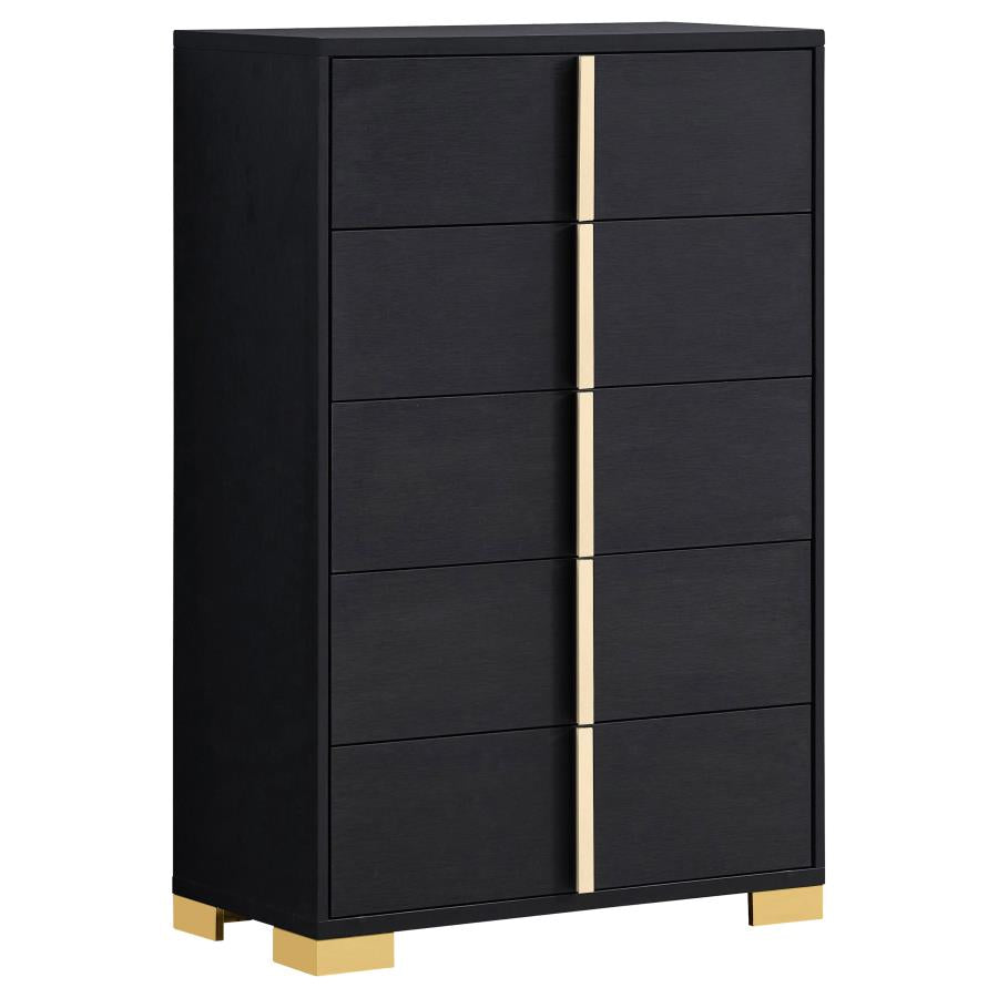 MARCELINE 5-DRAWER BEDROOM CHEST BLACK