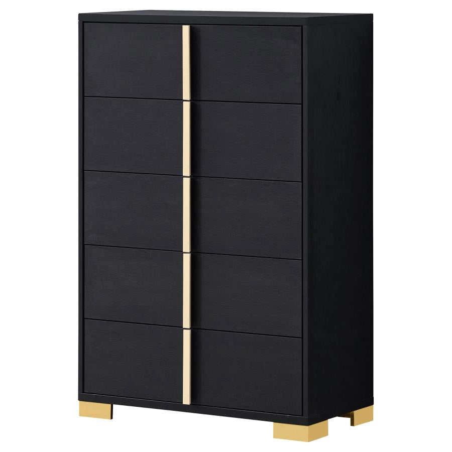 MARCELINE 5-DRAWER BEDROOM CHEST BLACK
