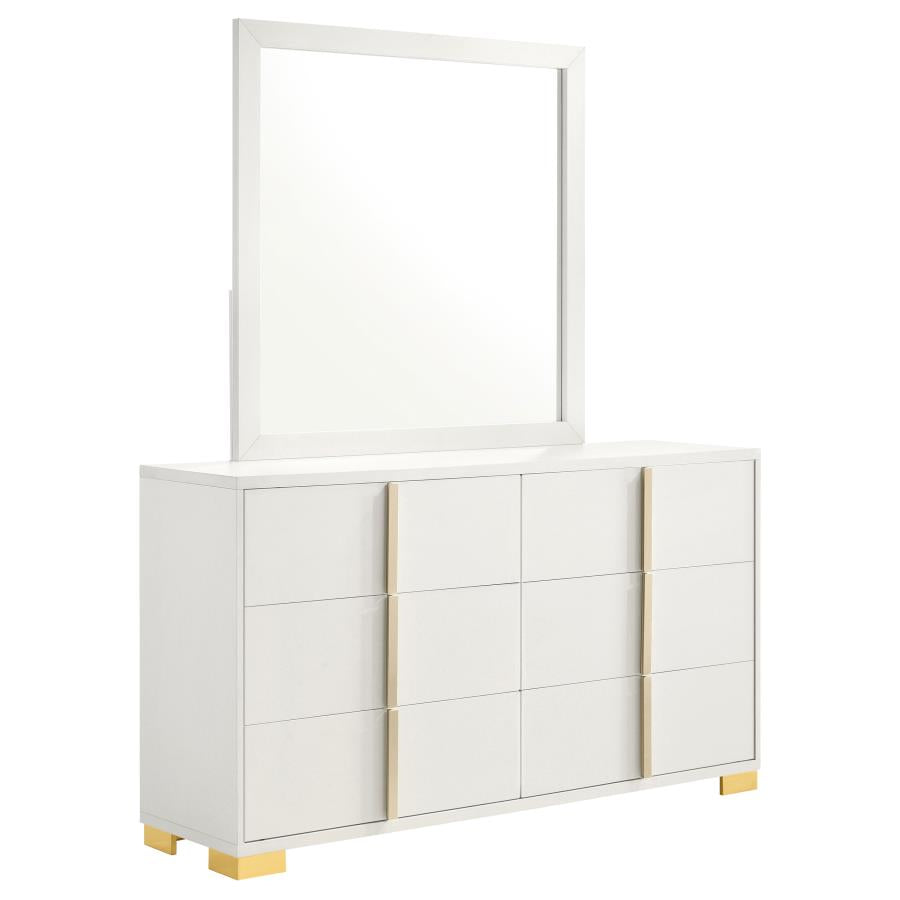 MARCELINE 6-DRAWER DRESSER WITH MIRROR WHITE