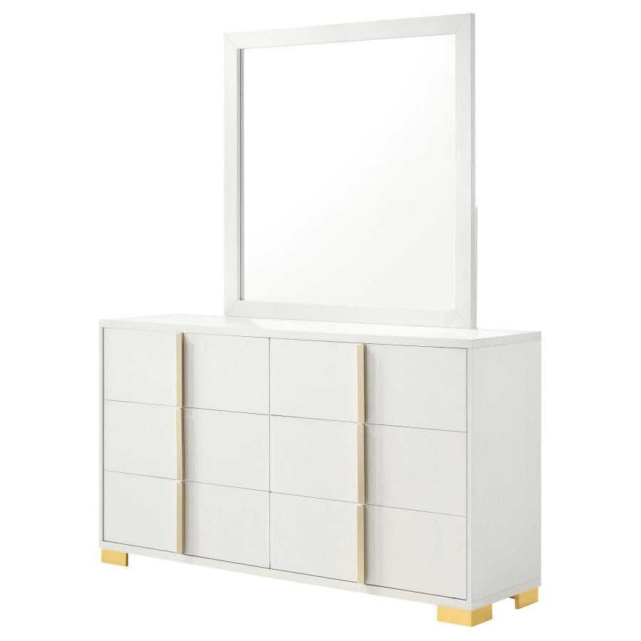 MARCELINE 6-DRAWER DRESSER WITH MIRROR WHITE