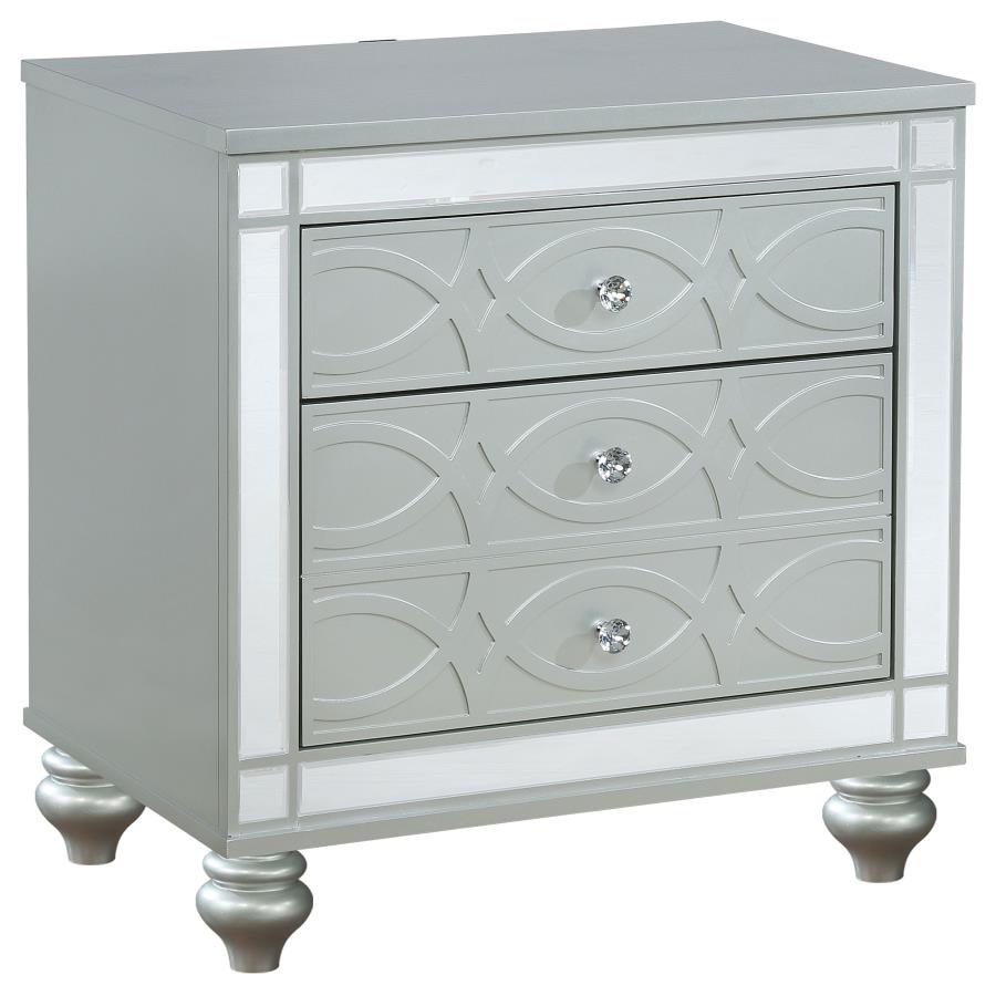 GUNNISON 2-DRAWER NIGHTSTAND SILVER METALLIC
