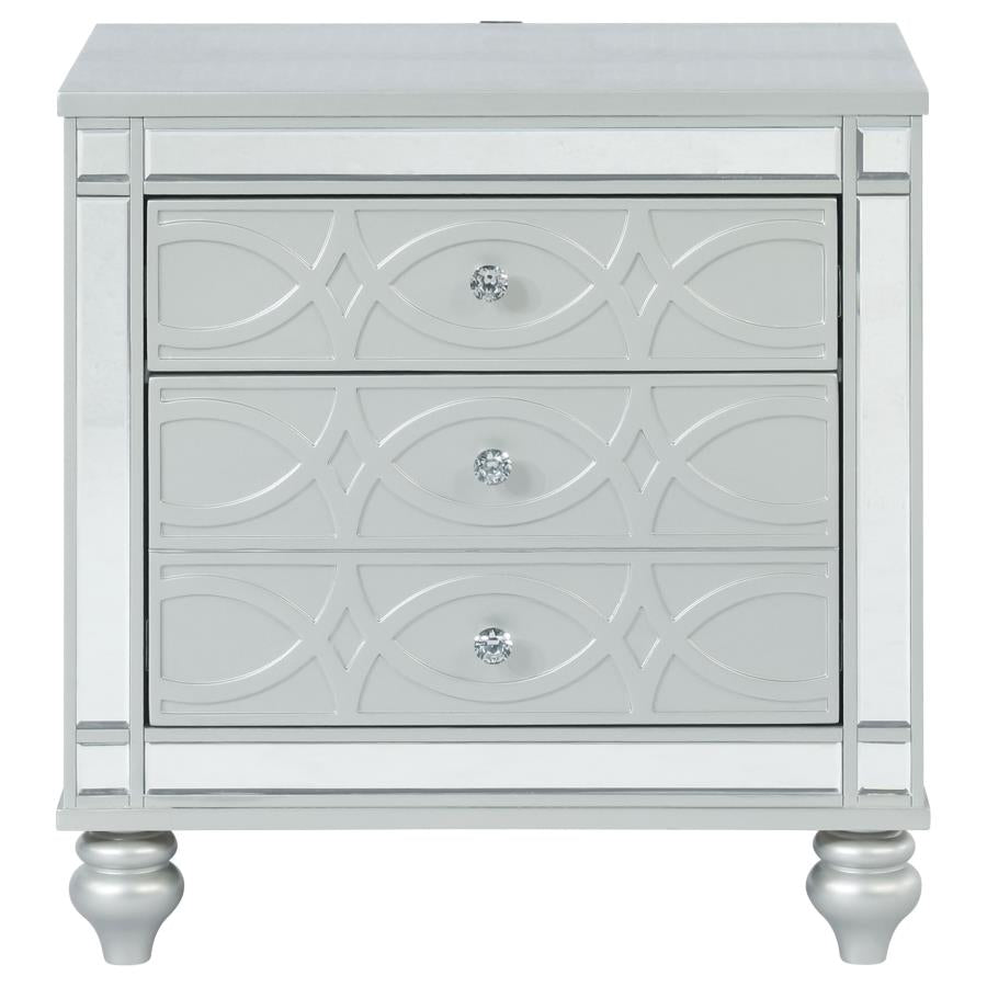 GUNNISON 2-DRAWER NIGHTSTAND SILVER METALLIC