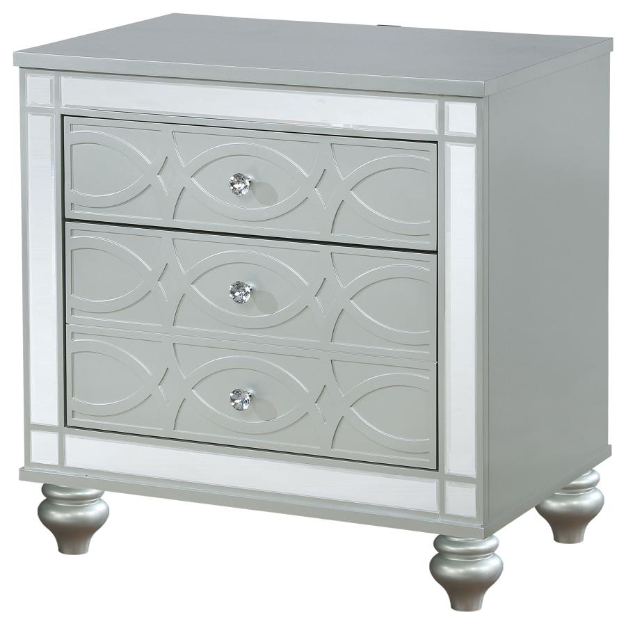 GUNNISON 2-DRAWER NIGHTSTAND SILVER METALLIC