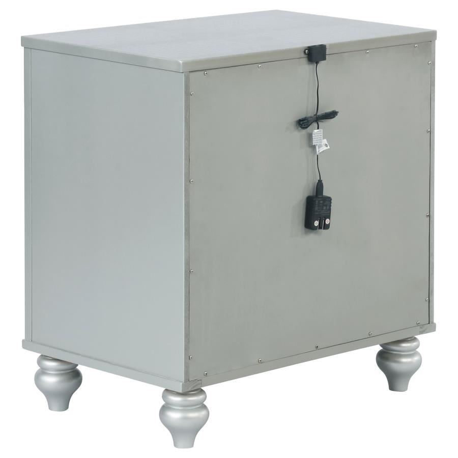 GUNNISON 2-DRAWER NIGHTSTAND SILVER METALLIC