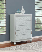 GUNNISON 5-DRAWER BEDROOM CHEST SILVER METALLIC