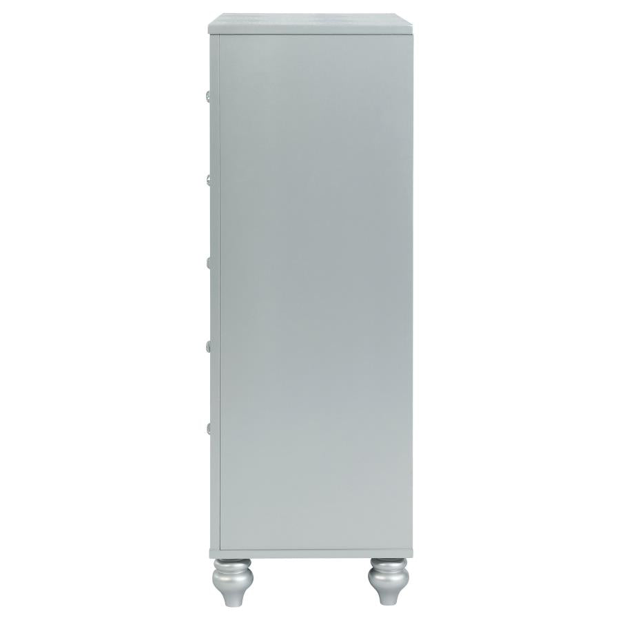 GUNNISON 5-DRAWER BEDROOM CHEST SILVER METALLIC