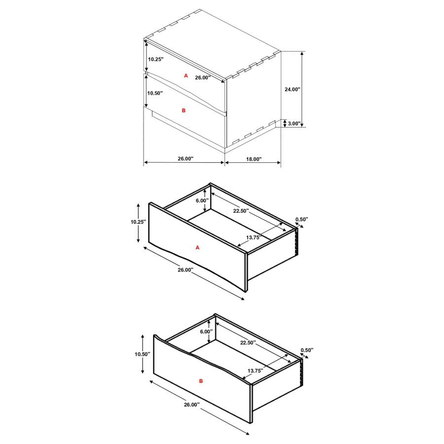 WINSLOW 2-DRAWER NIGHTSTAND SMOKEY WALNUT