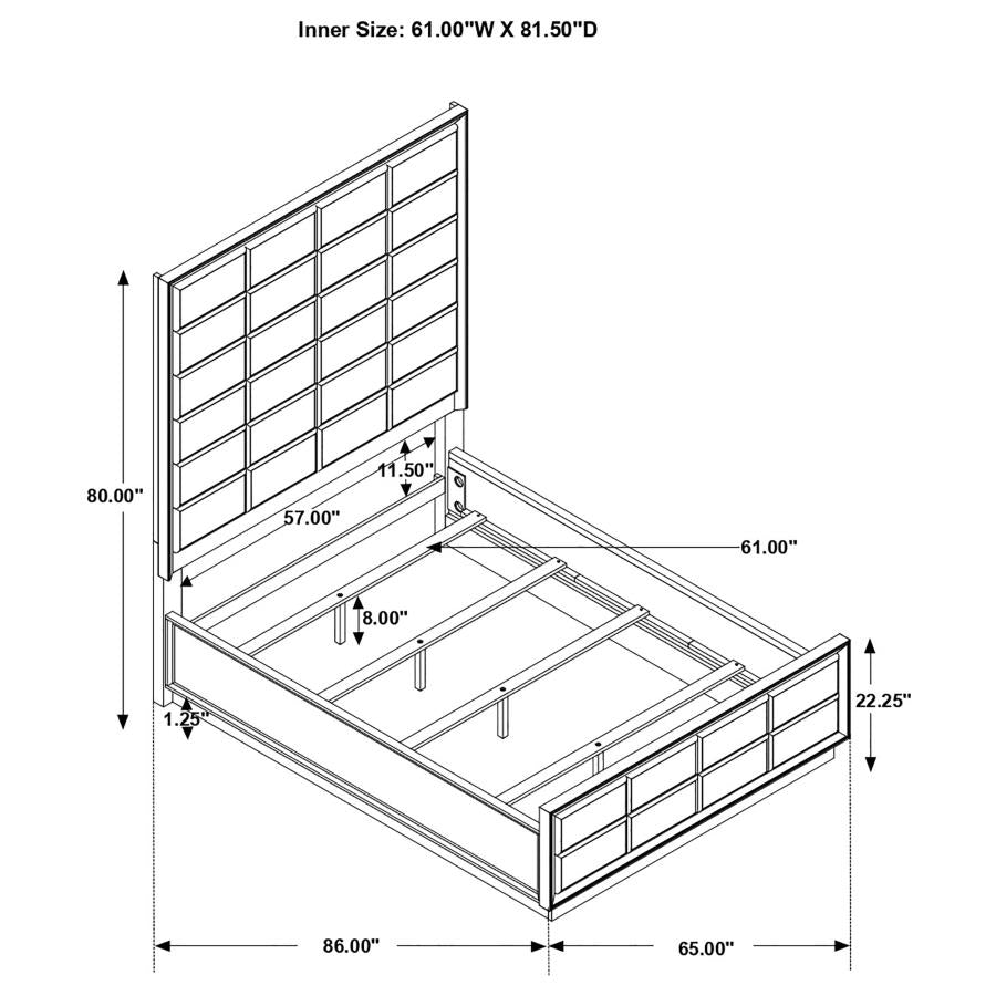 DURANGO 77-INCH QUEEN PANEL BED SMOKED PEPPERCORN
