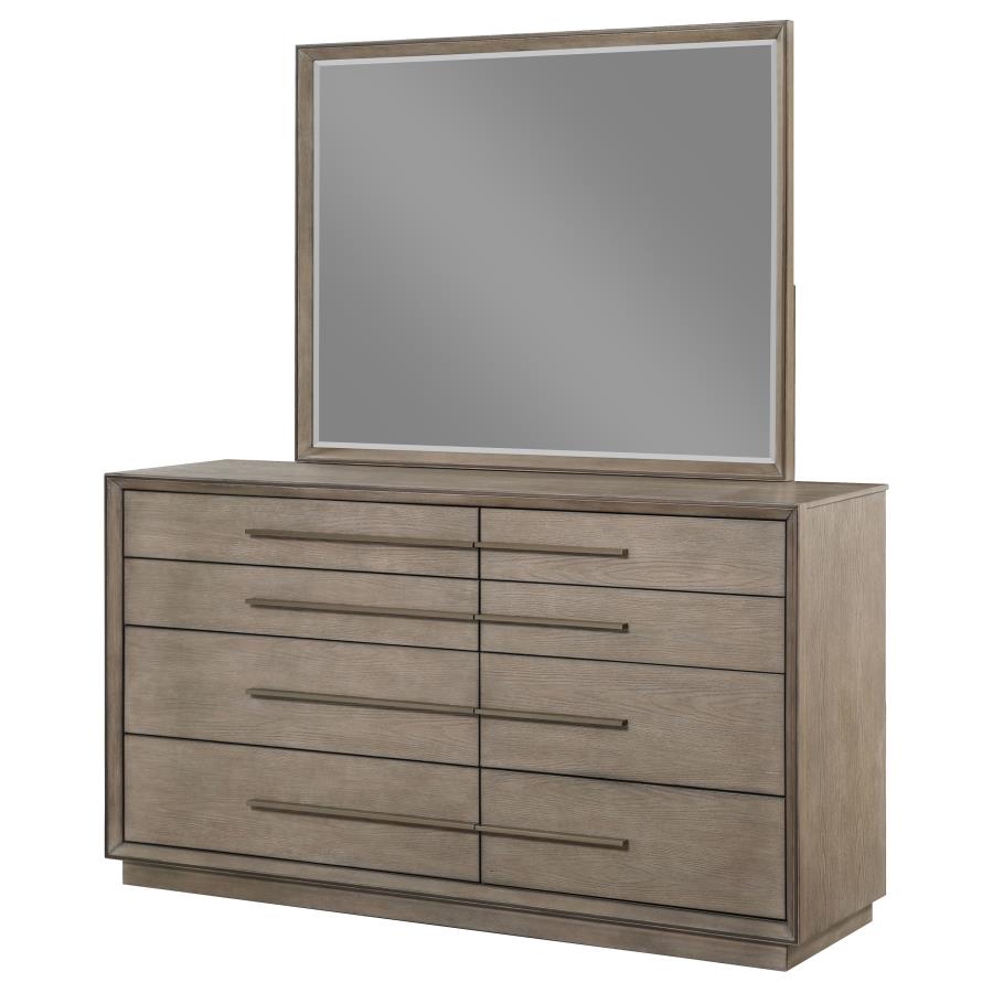 DURANGO 8-DRAWER DRESSER AND MIRROR TAUPE OAK