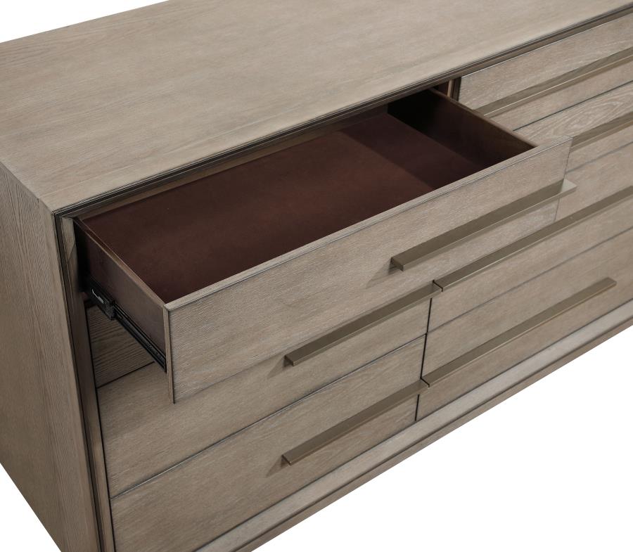 DURANGO 8-DRAWER DRESSER AND MIRROR TAUPE OAK