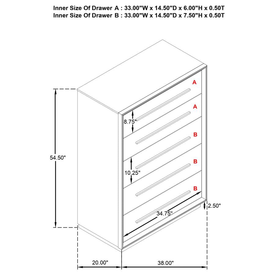 DURANGO 5-DRAWER BEDROOM CHEST TAUPE OAK
