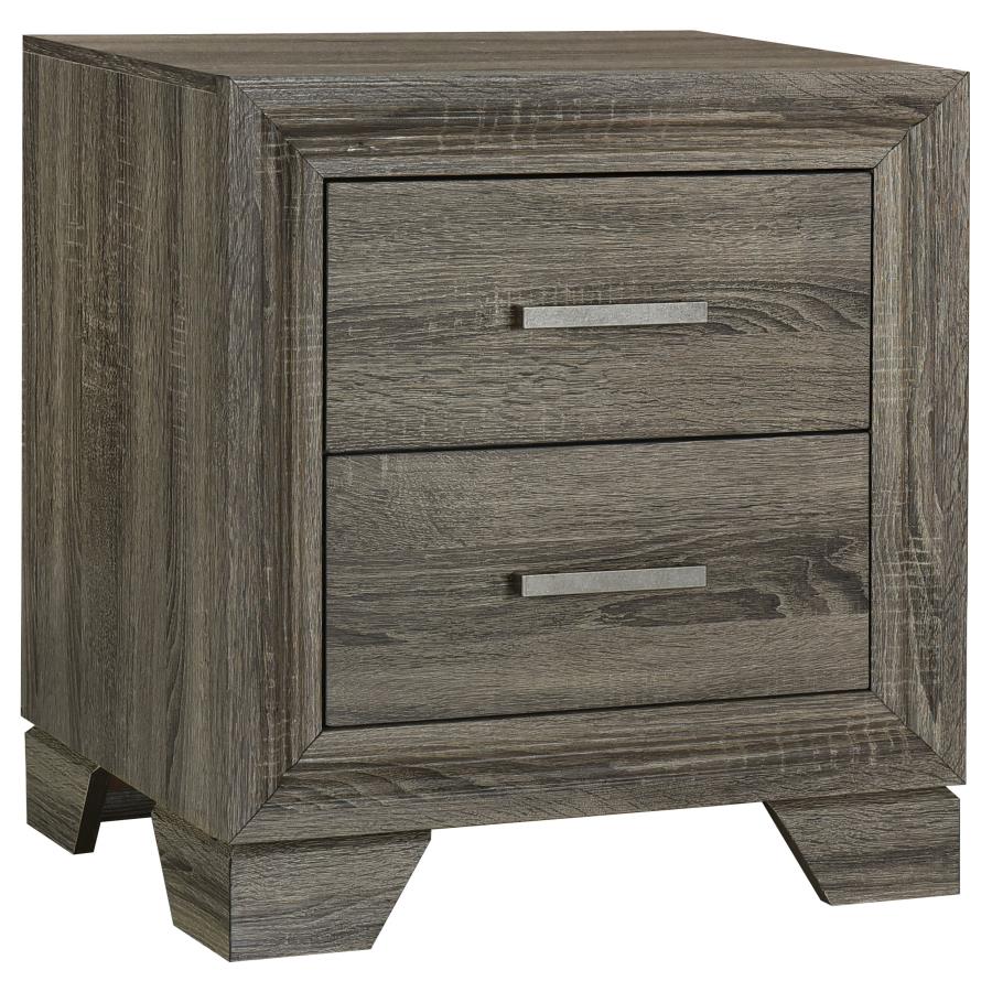 WRIGHT 2-DRAWER NIGHTSTAND BEDSIDE TABLE BROWN OAK