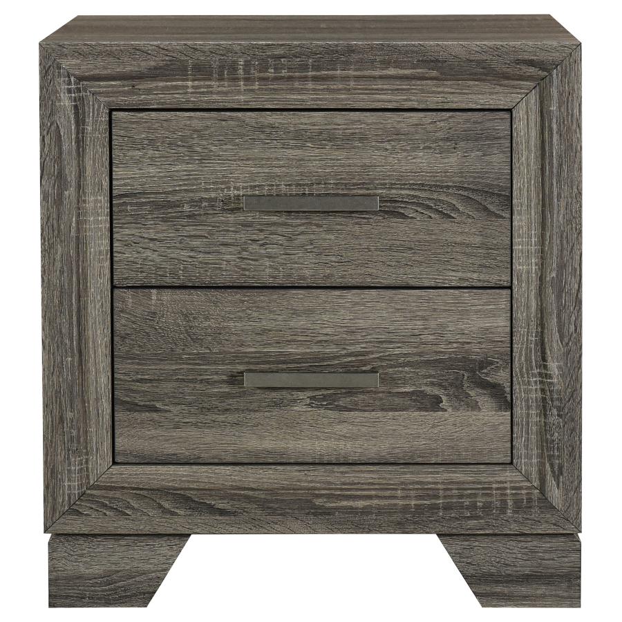 WRIGHT 2-DRAWER NIGHTSTAND BEDSIDE TABLE BROWN OAK