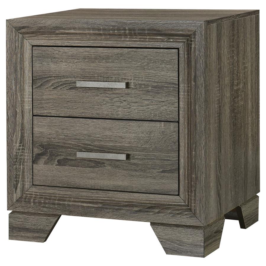 WRIGHT 2-DRAWER NIGHTSTAND BEDSIDE TABLE BROWN OAK