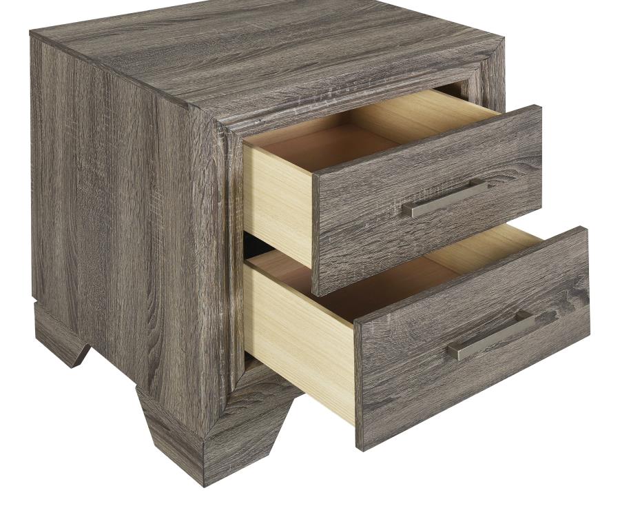 WRIGHT 2-DRAWER NIGHTSTAND BEDSIDE TABLE BROWN OAK