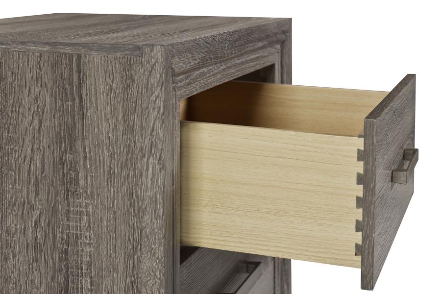 WRIGHT 2-DRAWER NIGHTSTAND BEDSIDE TABLE BROWN OAK