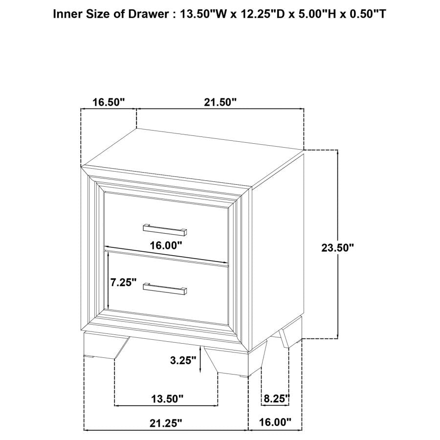 WRIGHT 2-DRAWER NIGHTSTAND BEDSIDE TABLE BROWN OAK