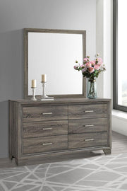 WRIGHT 6-DRAWER DRESSER AND MIRROR BROWN OAK