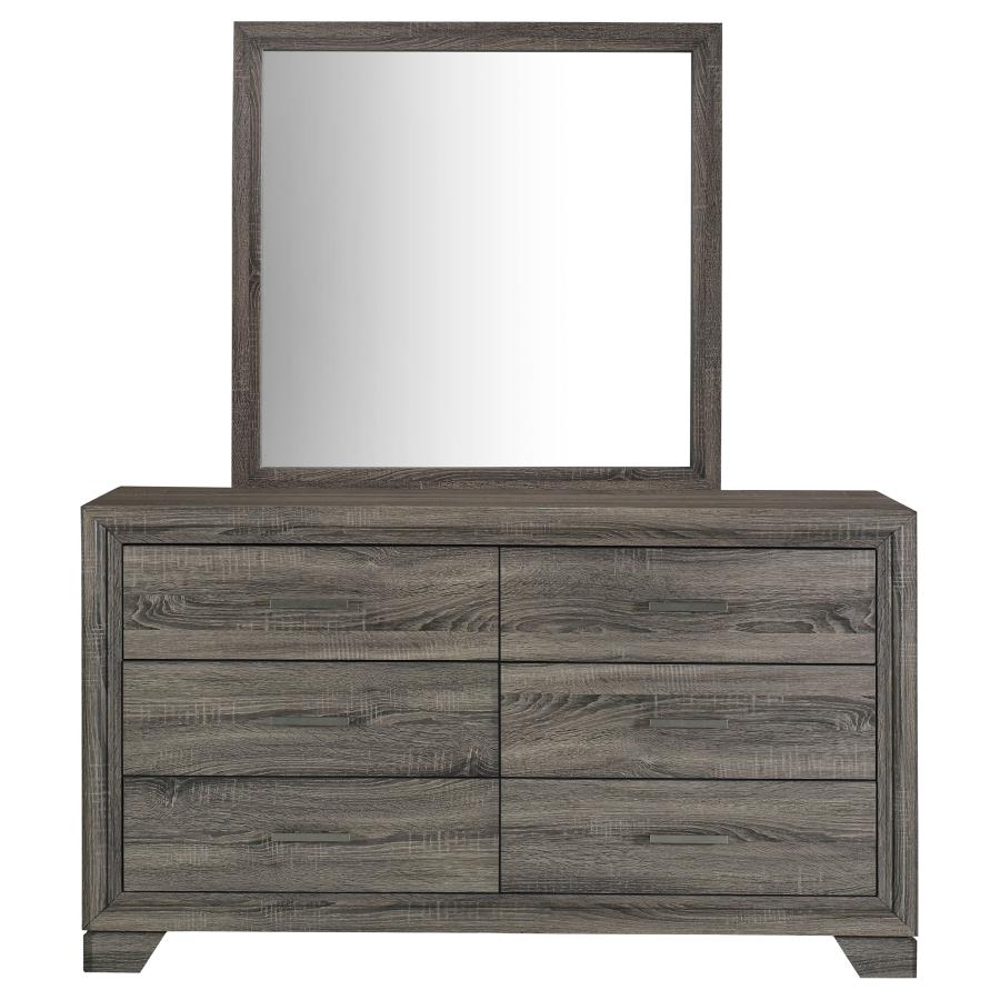 WRIGHT 6-DRAWER DRESSER AND MIRROR BROWN OAK