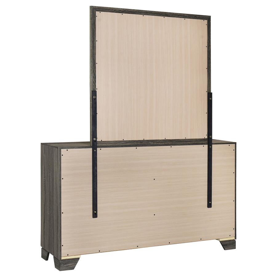 WRIGHT 6-DRAWER DRESSER AND MIRROR BROWN OAK