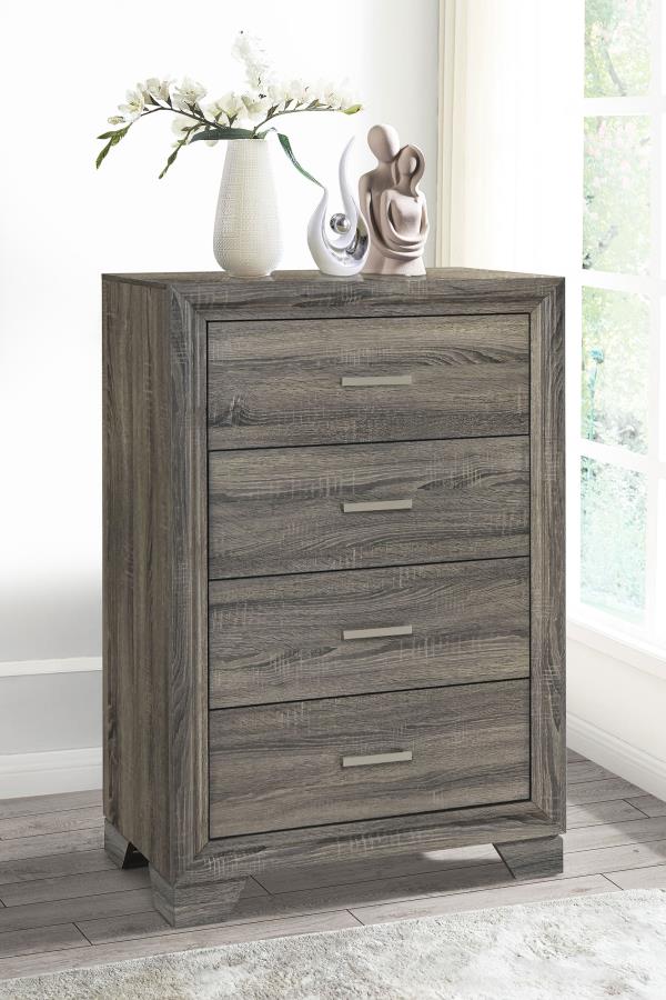 WRIGHT 4-DRAWER CHEST OF DRAWERS BROWN OAK