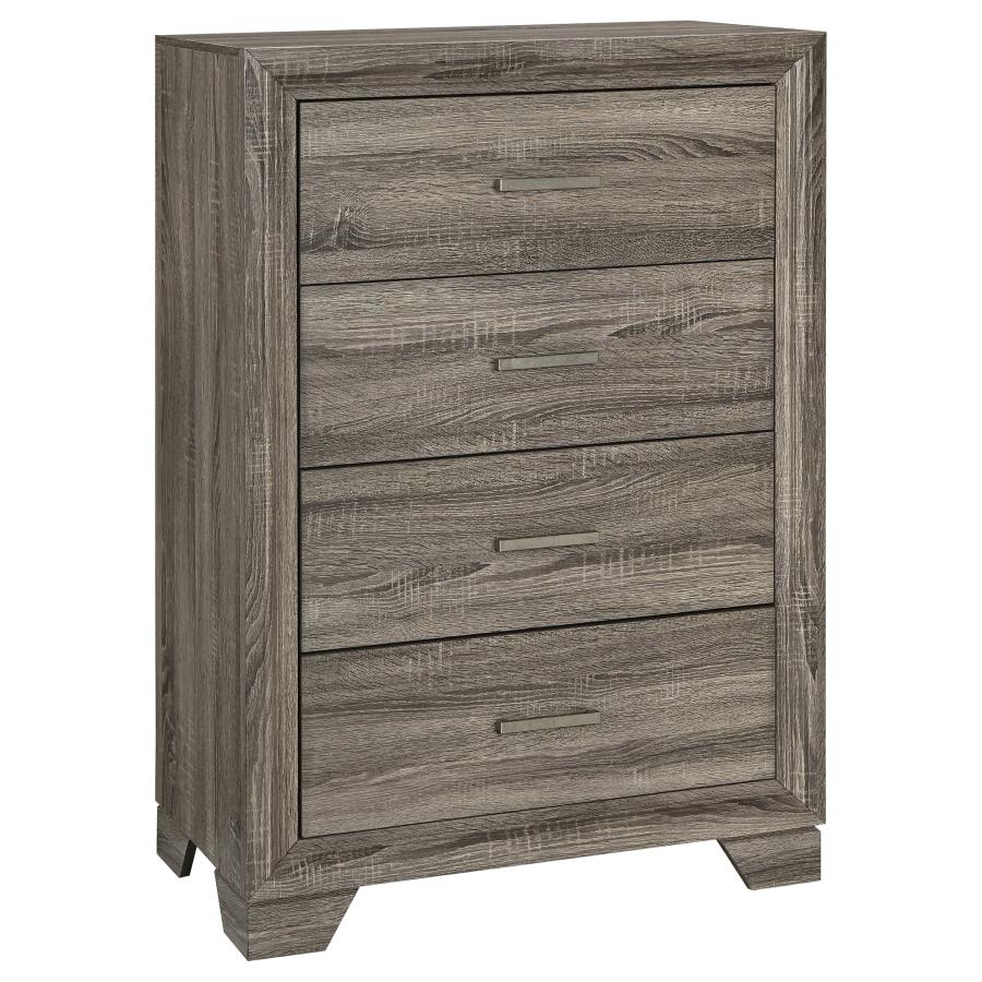 WRIGHT 4-DRAWER CHEST OF DRAWERS BROWN OAK